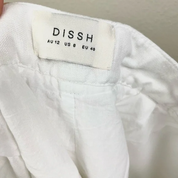 DISSH Women's 8 Kayla White 100% Linen Bermuda Short High Rise Lined Tailored - Picture 13 of 16